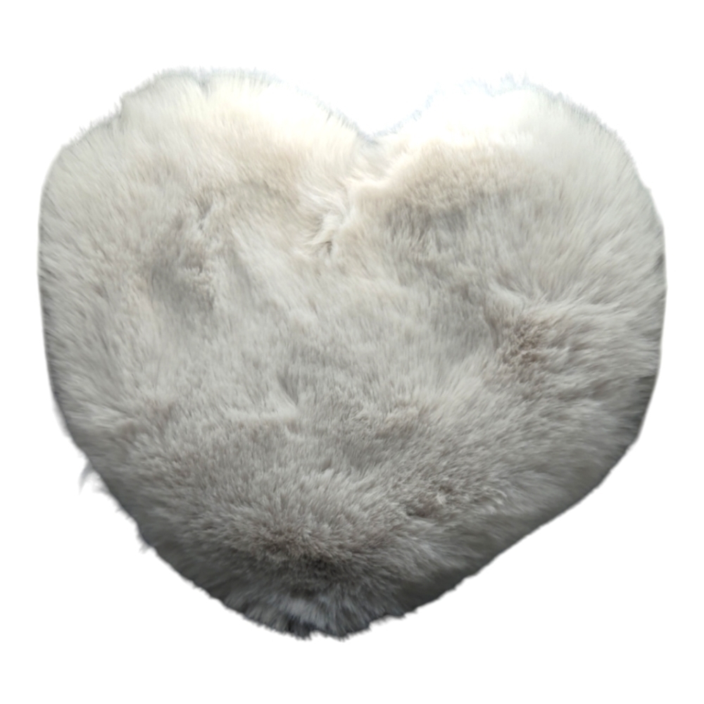 Heart Shaped Furry Handbag Grey and Gold